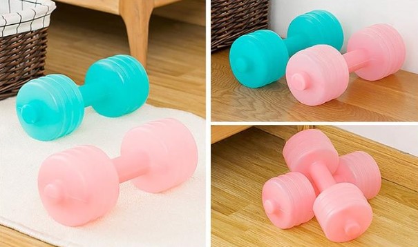 Water Fillable Plastic Dumbbells for Women's Home Fitness Training
