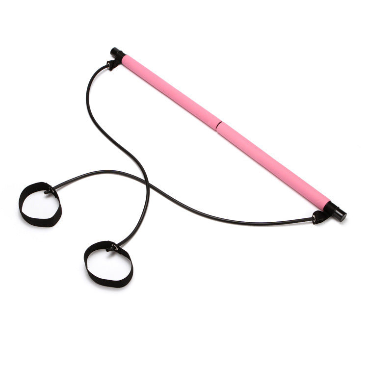 Portable Yoga and Crossfit Resistance Bands with Pilates Bar for Home Workouts