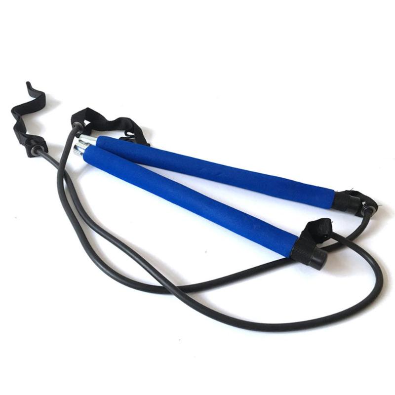 Portable Yoga and Crossfit Resistance Bands with Pilates Bar for Home Workouts