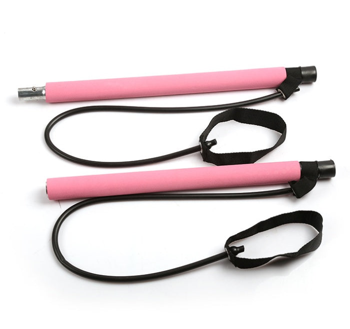 Portable Yoga and Crossfit Resistance Bands with Pilates Bar for Home Workouts