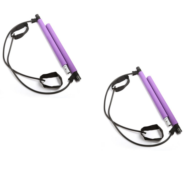 Portable Yoga and Crossfit Resistance Bands with Pilates Bar for Home Workouts