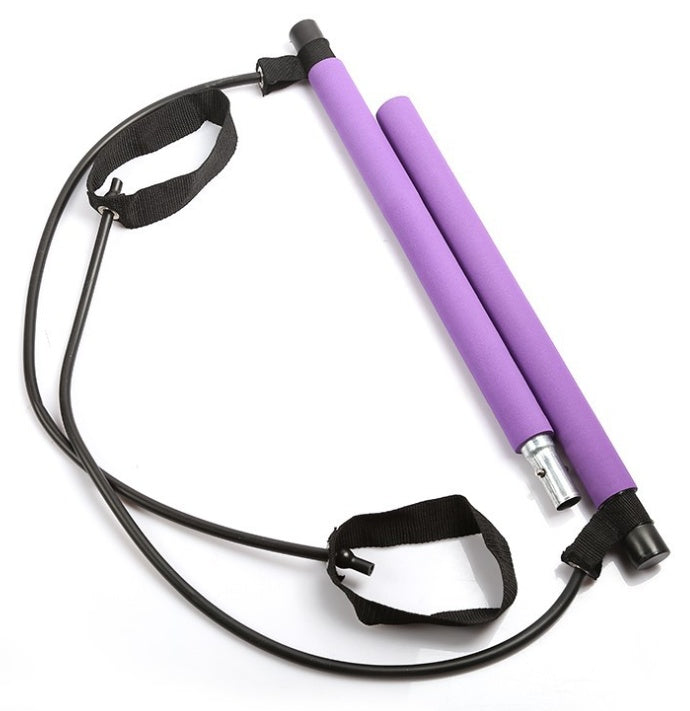 Portable Yoga and Crossfit Resistance Bands with Pilates Bar for Home Workouts